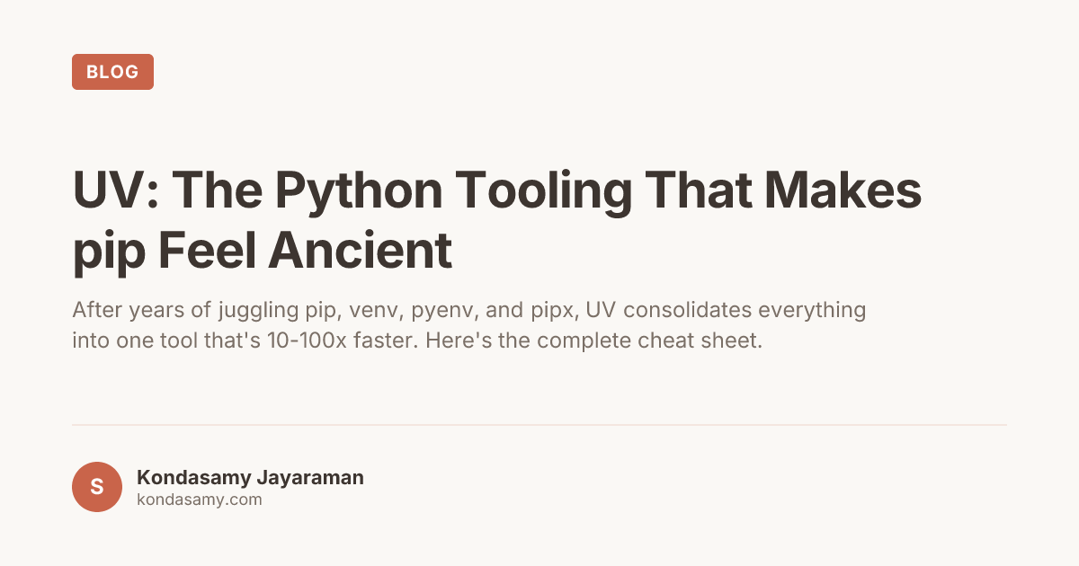 UV: The Python Tooling That Makes pip Feel Ancient