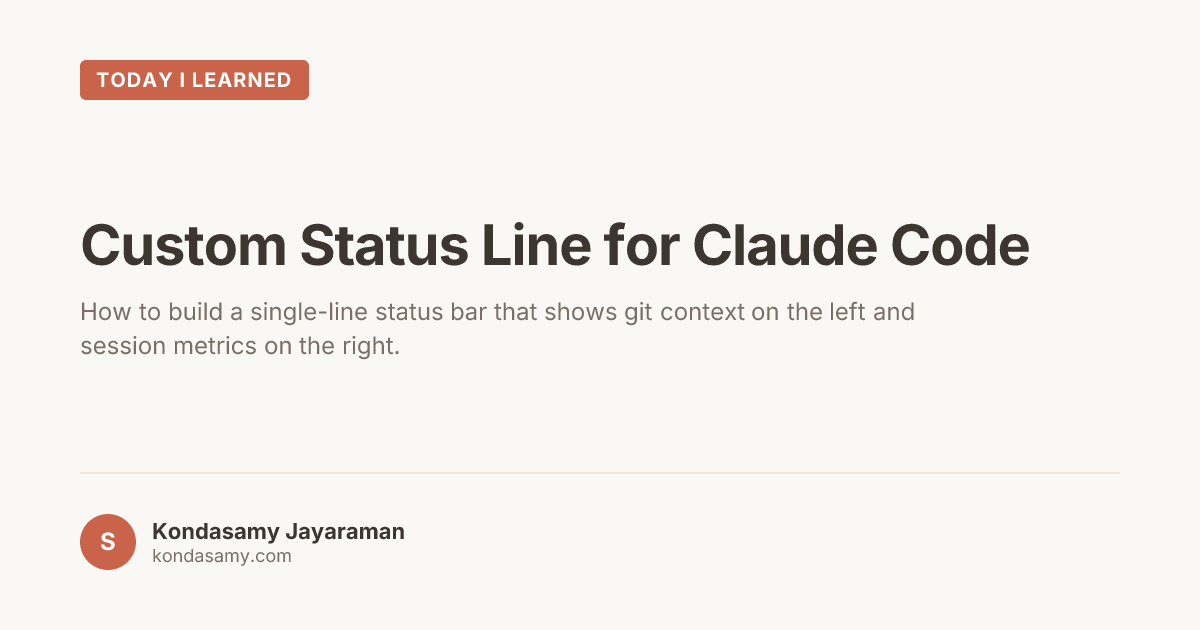 Custom Status Line for Claude Code